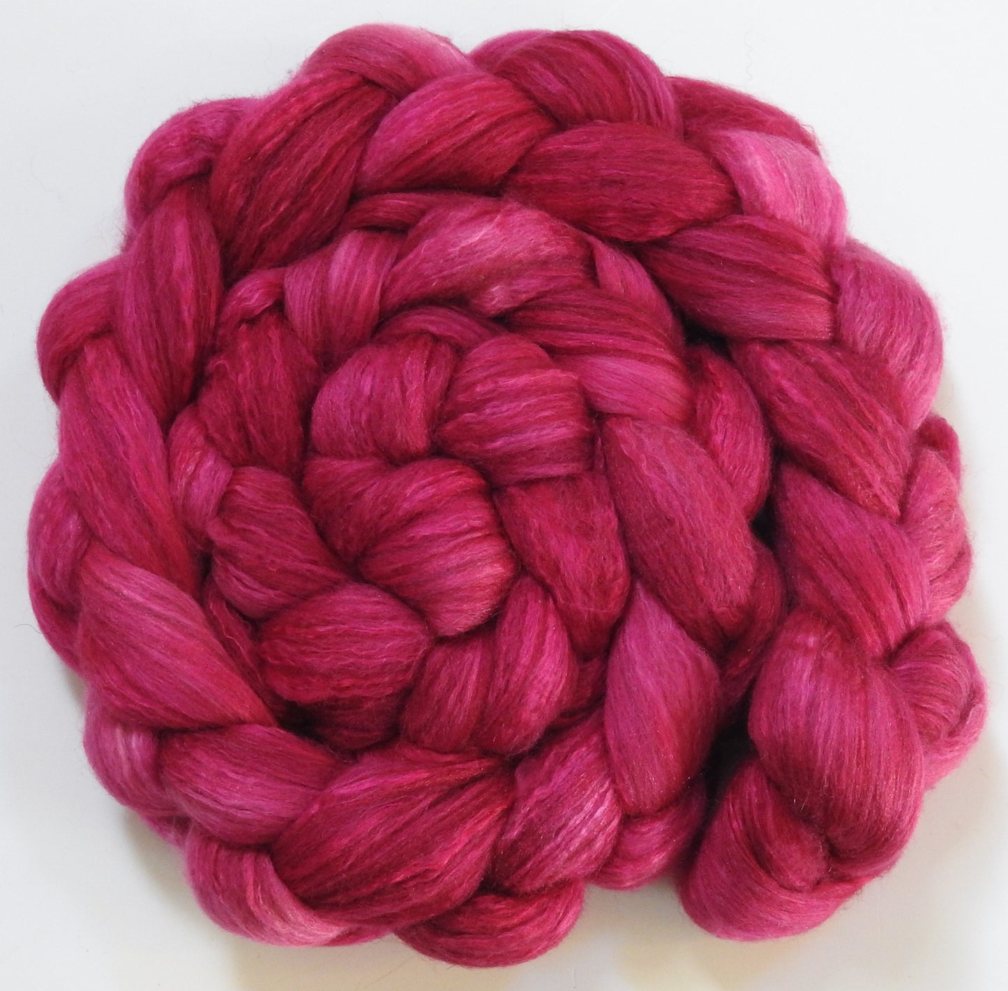 Radish- Batt in a Braid #7 - Polwarth/ Manx / Mulberry silk/ Firestar (30/30/30/10)