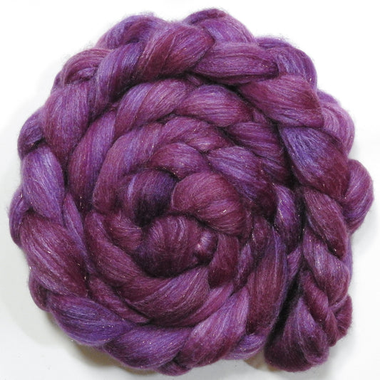 Jelly-Lover (5.5oz) - Batt in a Braid #67 - Polwarth/Baby Camel/Tussah Silk/Gold Stellina (40/25/25/10)