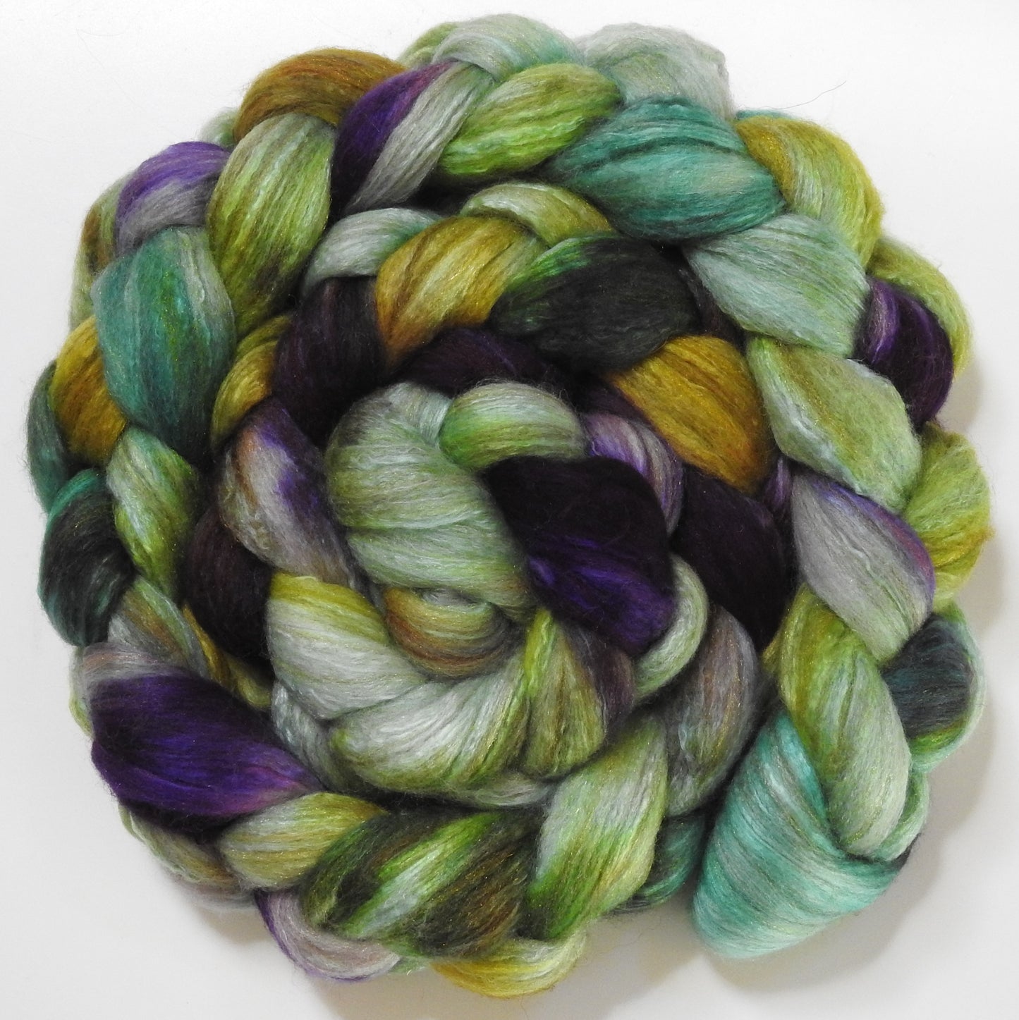 Primavera (5.6 oz) - Batt in a Braid #7 - Polwarth/ Manx / Mulberry silk/ Firestar (30/30/30/10)