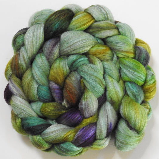 Primavera (5.6 oz) - Batt in a Braid #7 - Polwarth/ Manx / Mulberry silk/ Firestar (30/30/30/10)