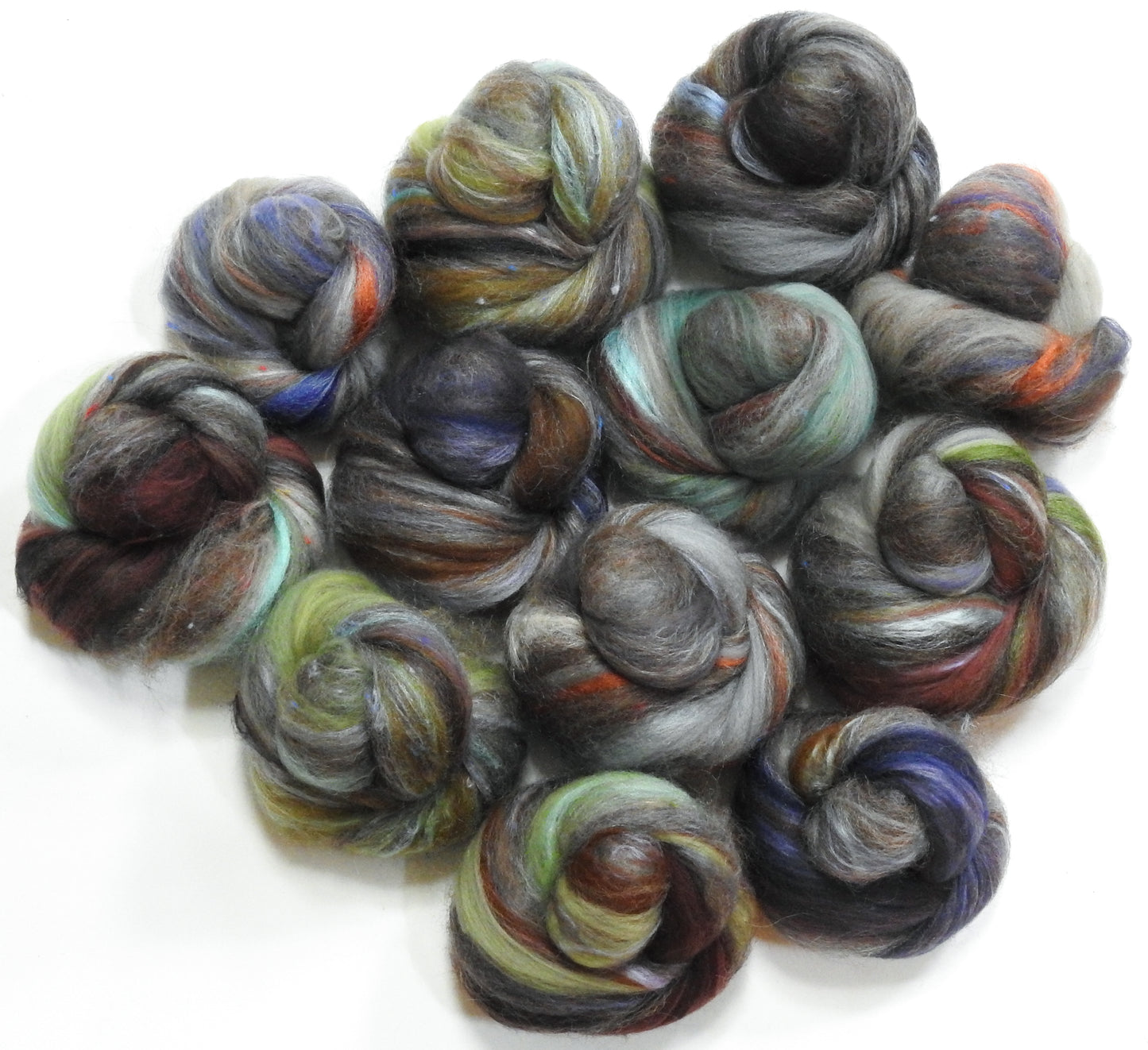 Cobblestones -NON-Sparkle Sticklebatts - Romney X fleece, merino, ALPACA, tweed blend, Gotland, tussah silk