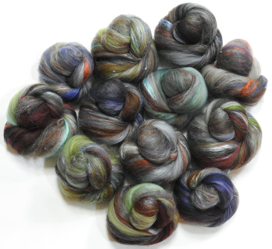 Cobblestones -NON-Sparkle Sticklebatts - Romney X fleece, merino, ALPACA, tweed blend, Gotland, tussah silk