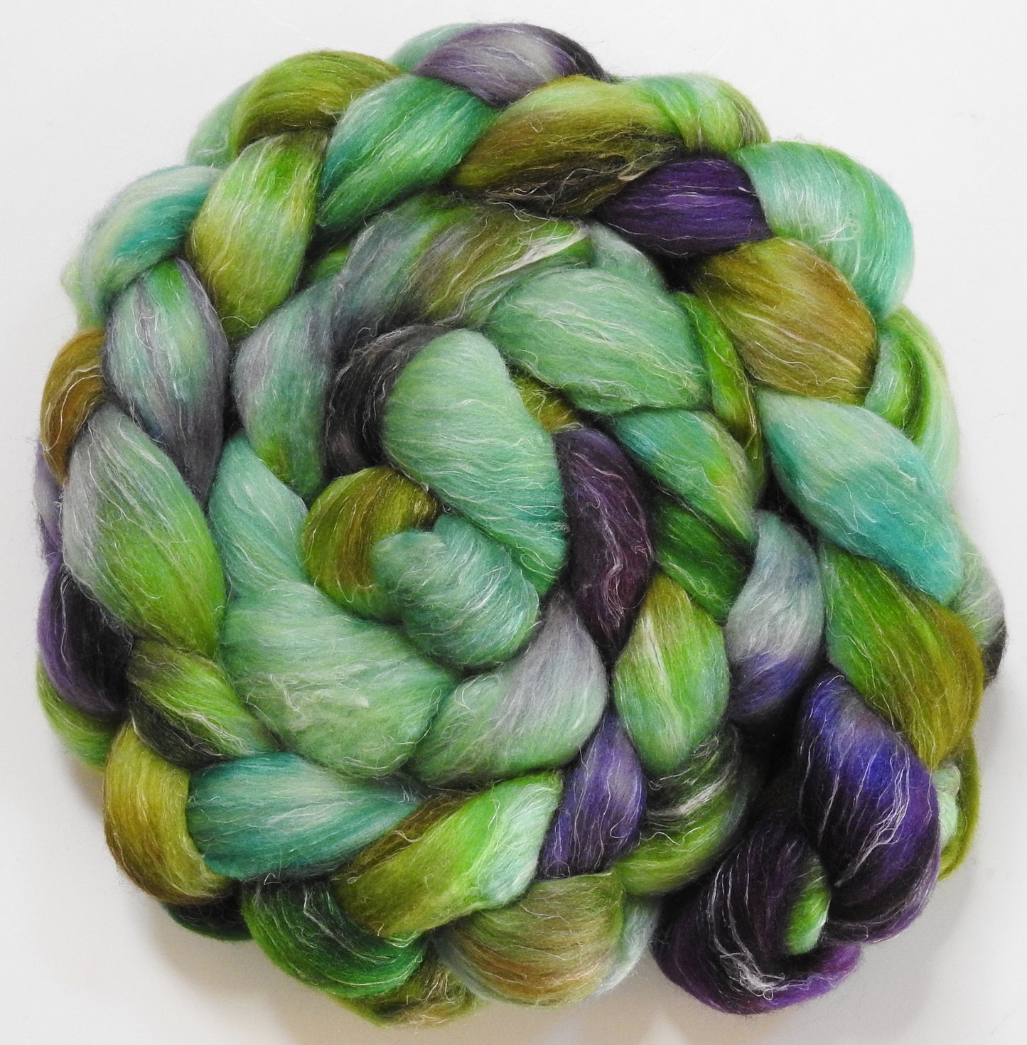 Primavera (5.6 oz) - Batt in a Braid #29 - Rambouillet / Tussah / Flax (40/40/20)