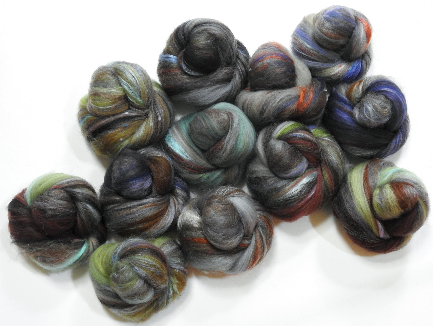 Cobblestones -NON-Sparkle Sticklebatts - Romney X fleece, merino, ALPACA, tweed blend, Gotland, tussah silk