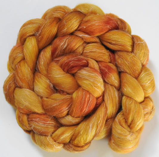 Golden Hour (5.6 oz) - Batt in a Braid #29 - Rambouillet / Tussah / Flax (40/40/20)