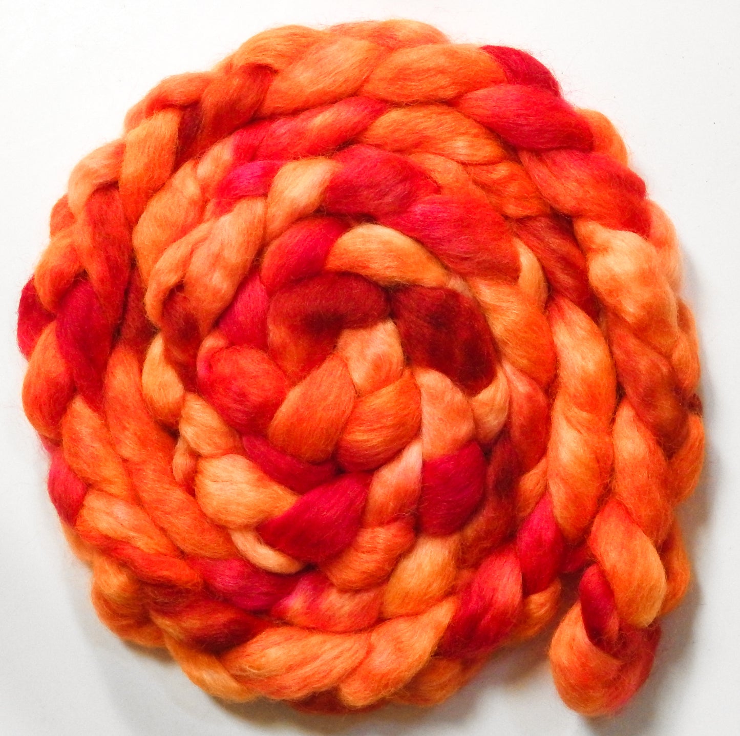 Traffic Cone (5.8 oz) - Batt in a Braid #52- Wensleydale/ Mulberry silk/ Polwarth (60/25/15)