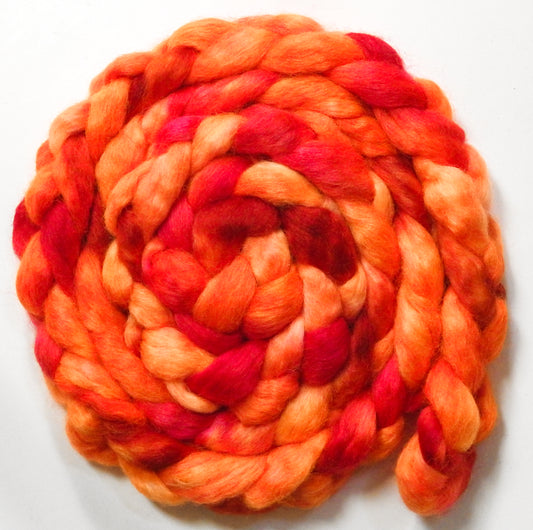Traffic Cone (5.8 oz) - Batt in a Braid #52- Wensleydale/ Mulberry silk/ Polwarth (60/25/15)