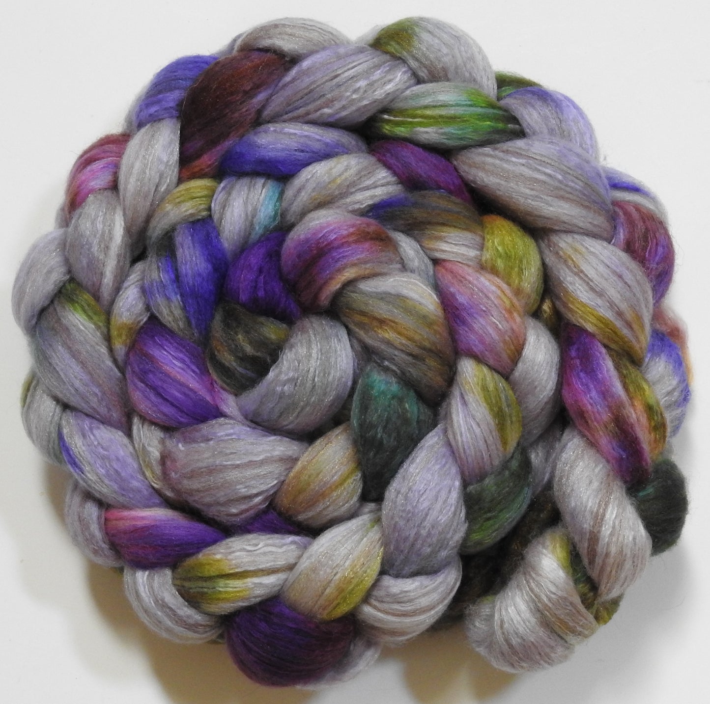 Fiona (5.6 oz) - Batt in a Braid #7 - Polwarth/ Manx / Mulberry silk/ Firestar (30/30/30/10)