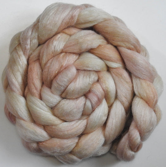 Shortbread (5.7 oz.) - Batt in a Braid #41 - Llama / Merino ( 18 mic.)/ Mulberry silk/ Stellina (40/30/25/5)