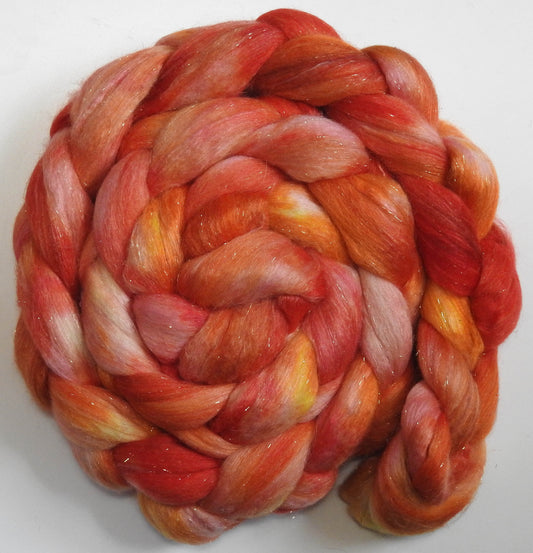 Hibiscus (5.6 oz.) - Batt in a Braid #41 - Llama / Merino ( 18 mic.)/ Mulberry silk/ Stellina (40/30/25/5)
