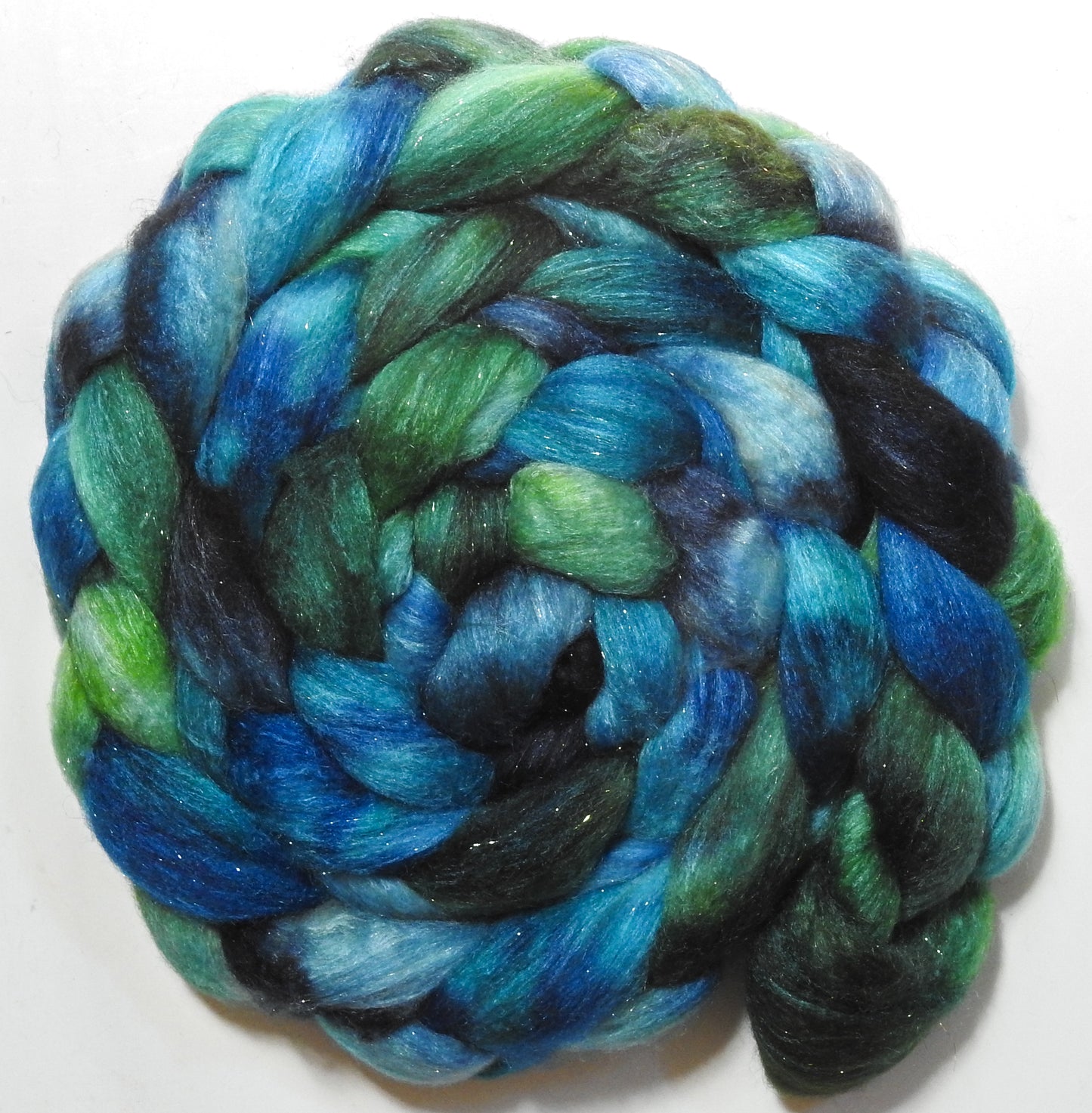 Tartan Army (5.6 oz) - Batt in a Braid #67 - Polwarth/Baby Camel/Tussah Silk/Gold Stellina (40/25/25/10)