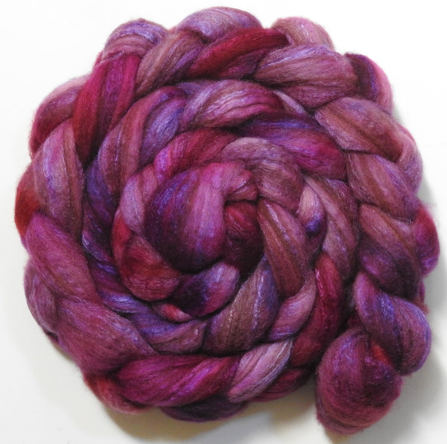 (5.5 oz) - Batt in a Braid #69 - Manx Loaghtan/ Polwarth / tussah silk /nylon (30/30/30/10)