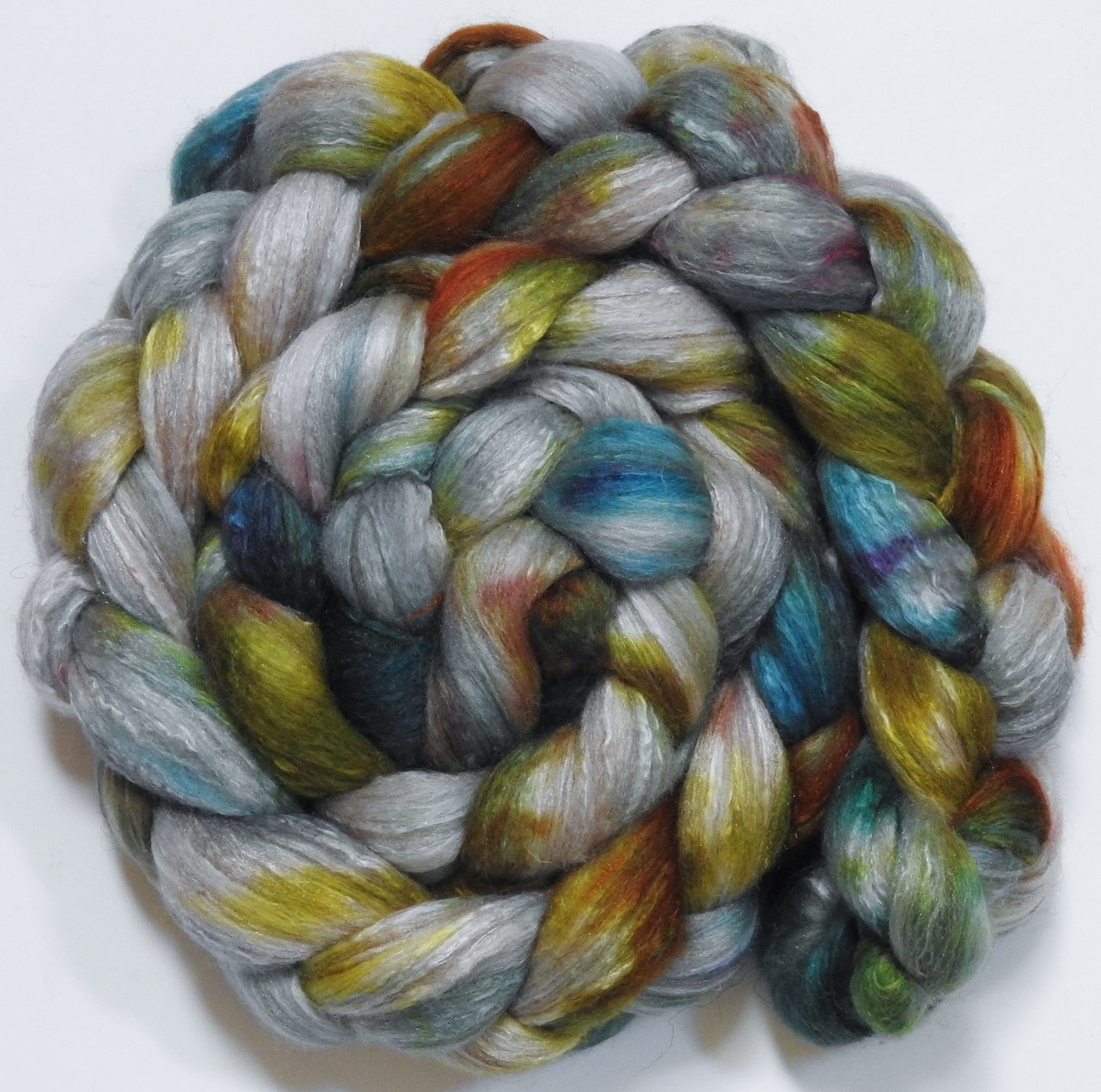 Stonecrop (5.6 oz) - Batt in a Braid #7 - Polwarth/ Manx / Mulberry silk/ Firestar (30/30/30/10)