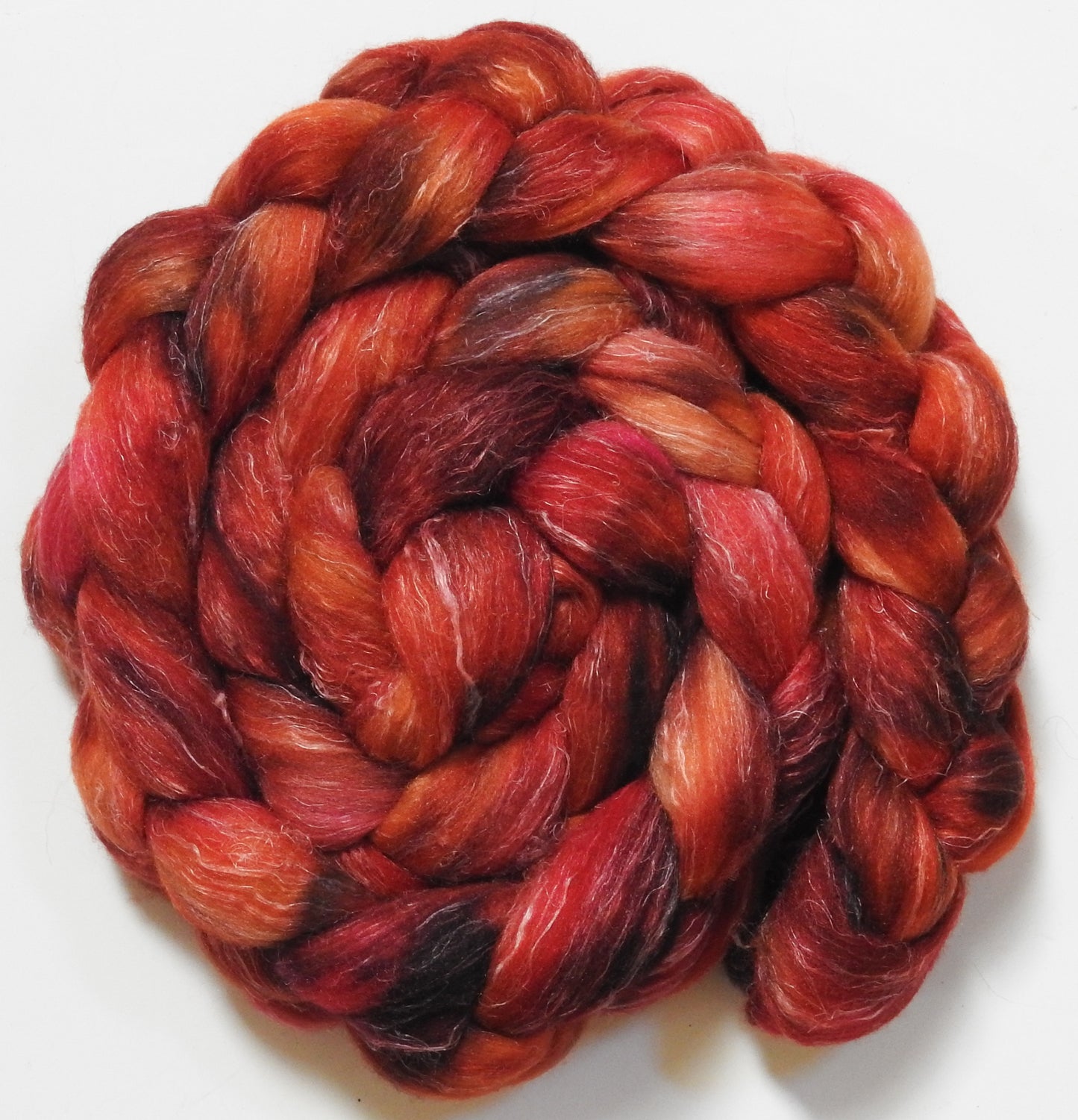 Hawthorne Berries (5.6 oz) - Batt in a Braid #29 - Rambouillet / Tussah / Flax (40/40/20)