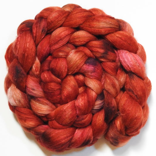 Hawthorne Berries (5.6 oz) - Batt in a Braid #7 - Polwarth/ Manx / Mulberry silk/ Firestar (30/30/30/10)