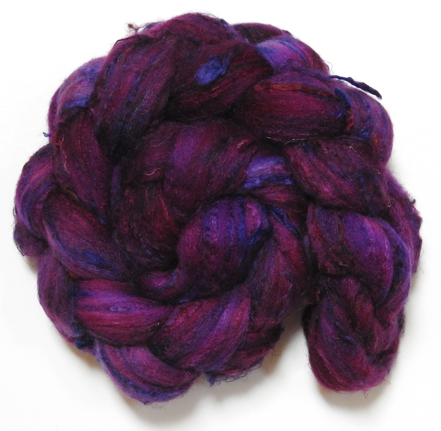 Radish - Batt in a Braid #65 - Rambouillet/ Cormo / Sari  silk/ Tussah silk (40/25/25/10)