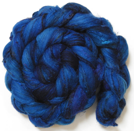 Azure (5.7 oz) - Batt in a Braid #65 - Rambouillet/ Cormo / Sari  silk/ Tussah silk (40/25/25/10)