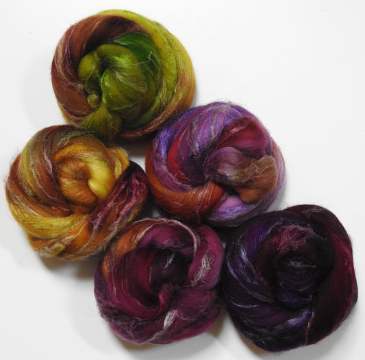 Highland Heather -Dyed Gradient  Set-(7.2 oz)-  Merino/Tussah/Flax (50/25/25)