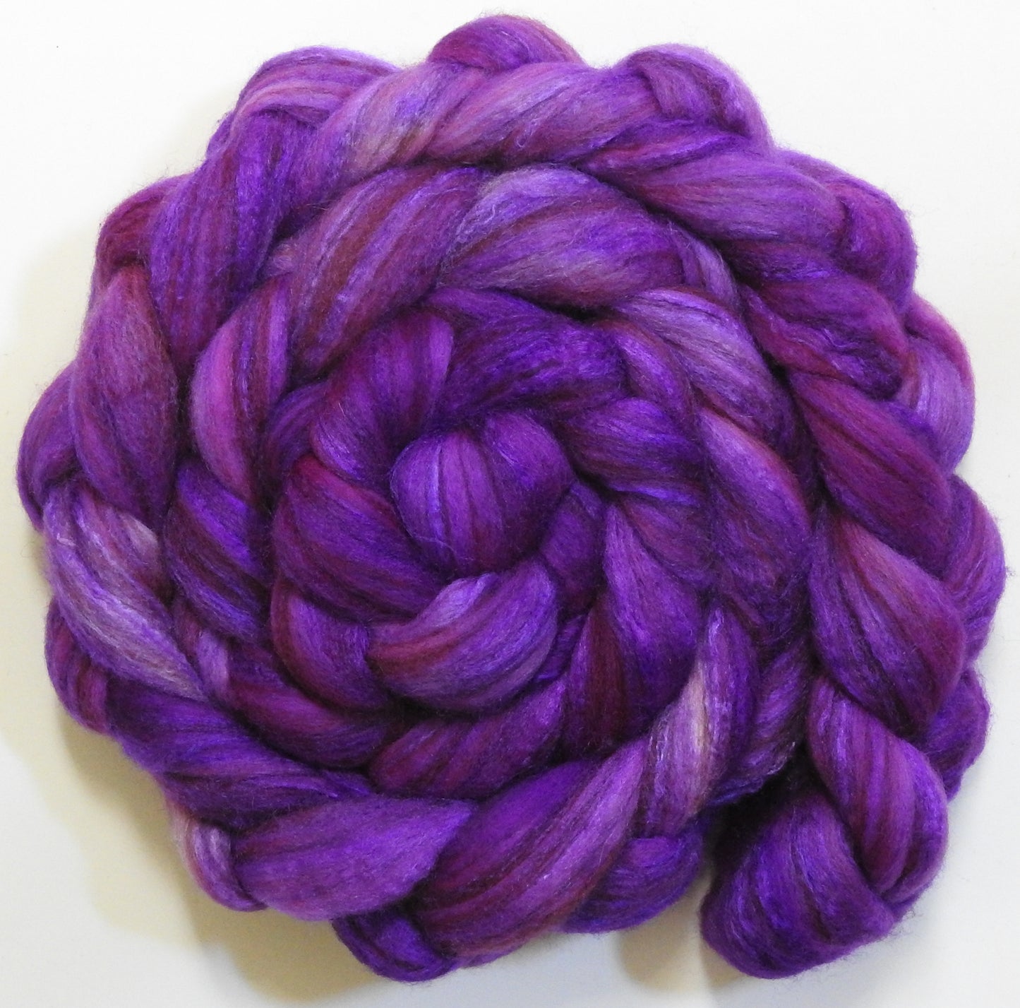 Delulu (5.6 oz) - Batt in a Braid #69 - Manx Loaghtan/ Polwarth / tussah silk /nylon (30/30/30/10)