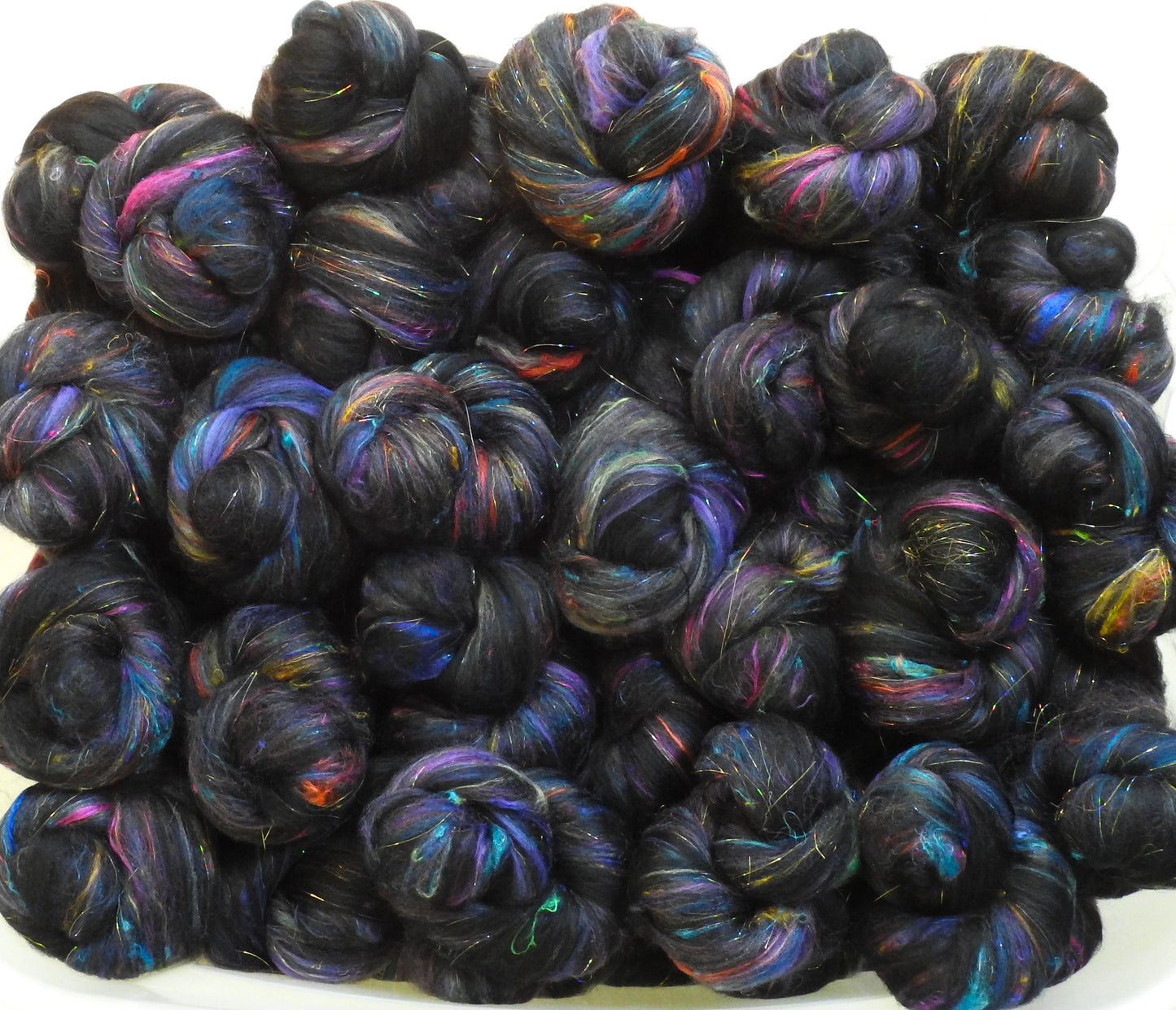 Fireworks -Sparkle Sticklebatts - Corriedale X fleece, merino,  sari silk, silk, polwarth, bamboo ANGELINA