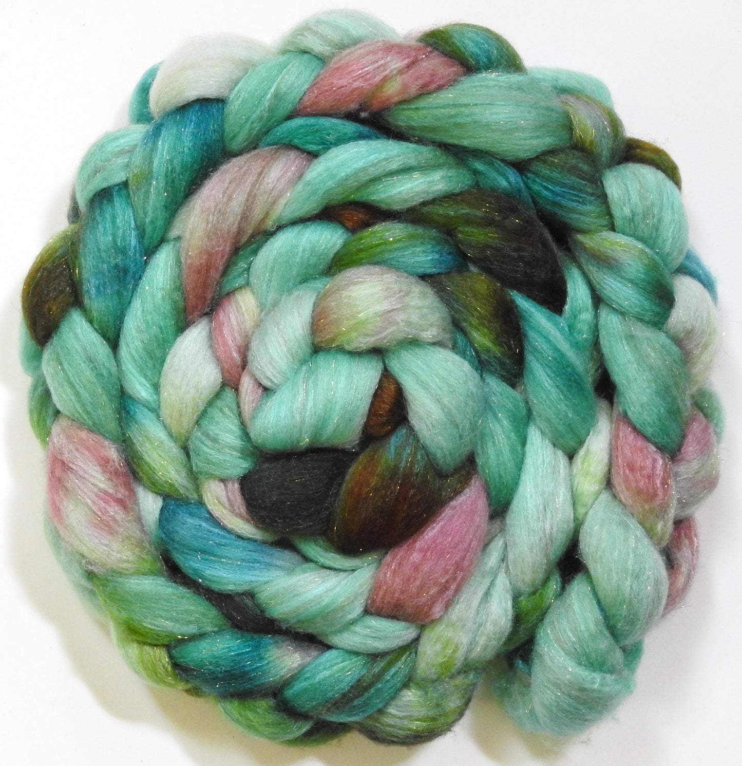 Lady Liberty (5.5 oz) - Batt in a Braid #67 - Polwarth/Baby Camel/Tussah Silk/Gold Stellina (40/25/25/10)