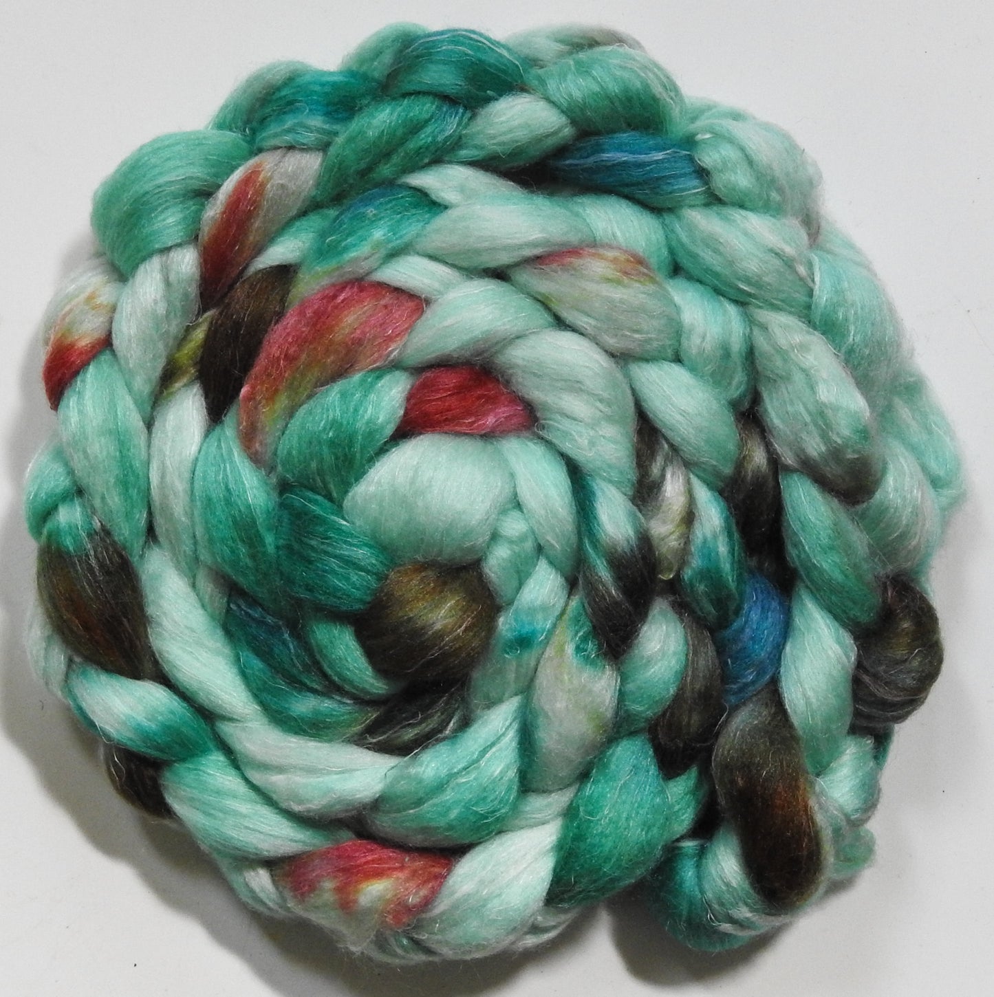 Lady Liberty (5.8 oz) - Batt in a Braid #3 - Polwarth/ Tussah Silk/ Flax (50/25/25)