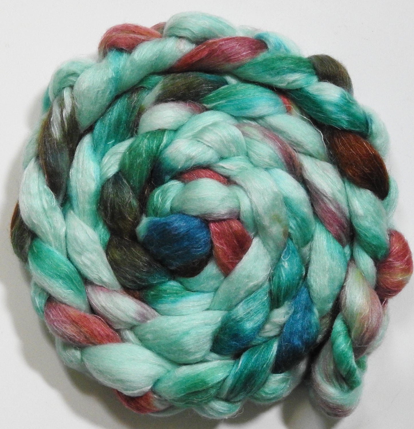 Lady Liberty (5.8 oz) - Batt in a Braid #3 - Polwarth/ Tussah Silk/ Flax (50/25/25)