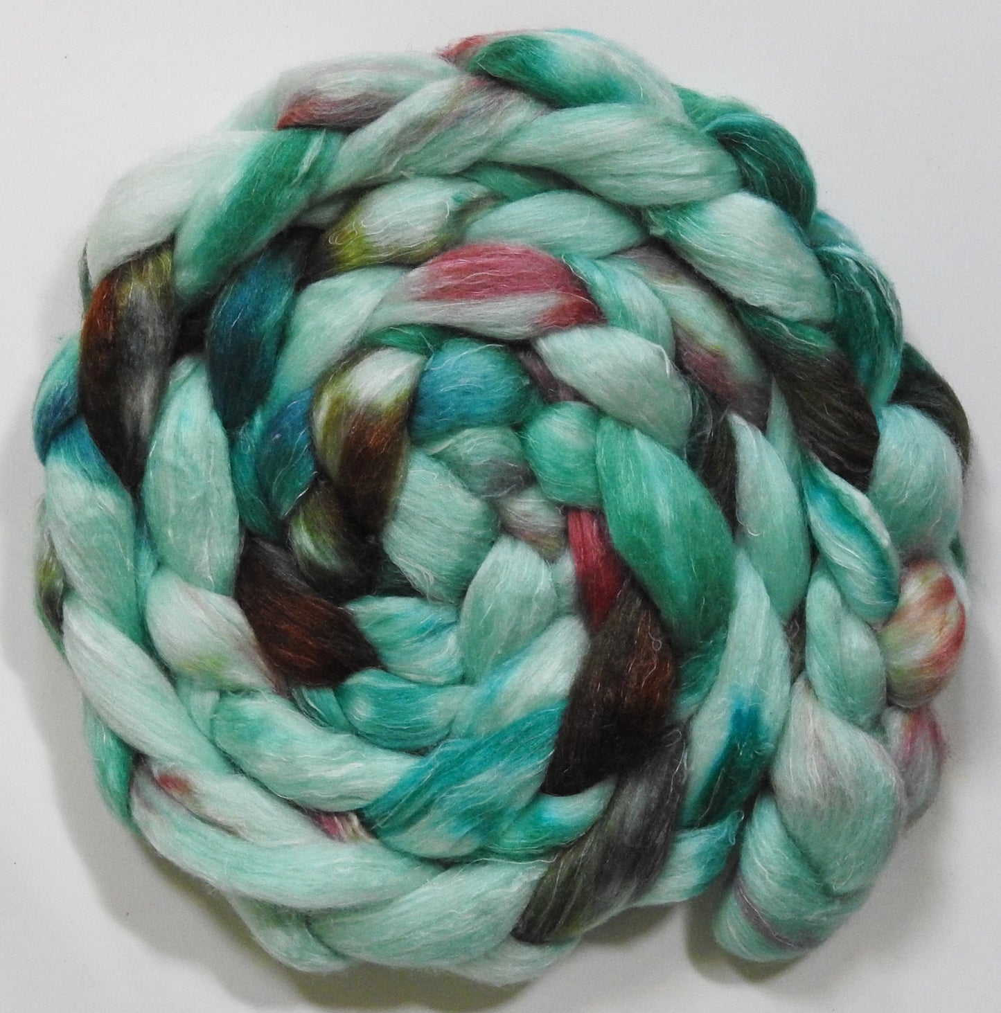 Lady Liberty (5.8 oz) - Batt in a Braid #3 - Polwarth/ Tussah Silk/ Flax (50/25/25)