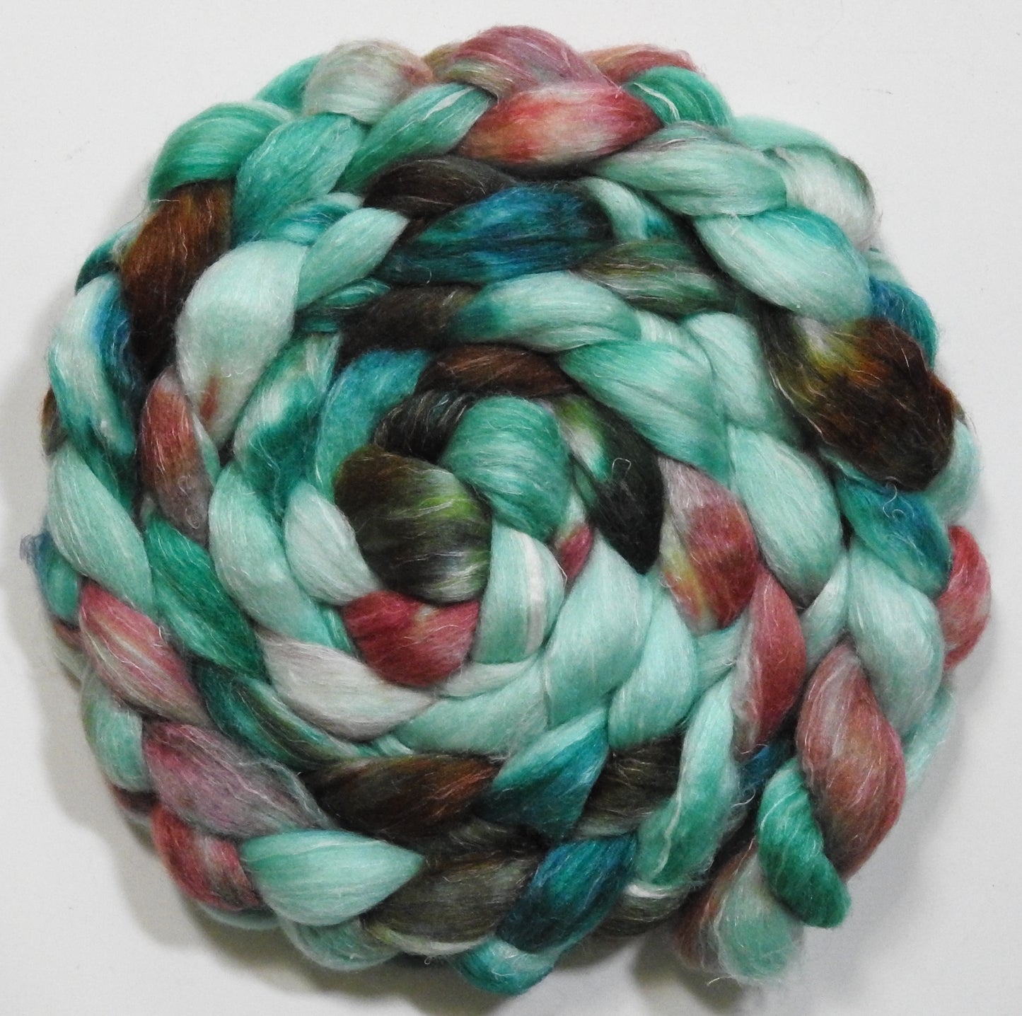 Lady Liberty (5.8 oz) - Batt in a Braid #3 - Polwarth/ Tussah Silk/ Flax (50/25/25)
