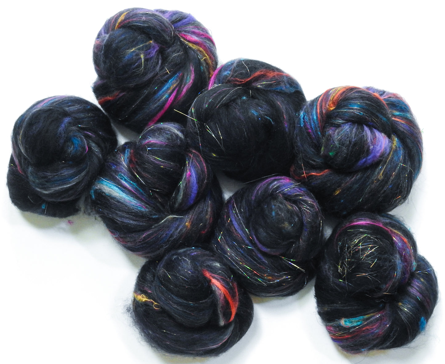 Fireworks -Sparkle Sticklebatts - Corriedale X fleece, merino,  sari silk, silk, polwarth, bamboo ANGELINA