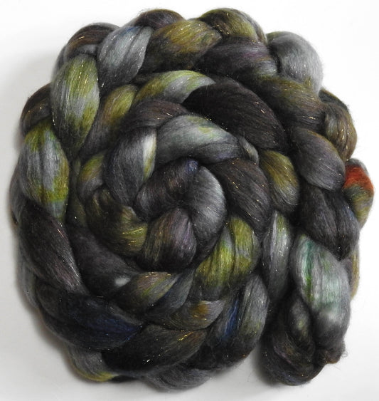 Tree Stump (5.8 oz.) - Batt in a Braid #41 - Llama / Merino ( 18 mic.)/ Mulberry silk/ Stellina (40/30/25/5)