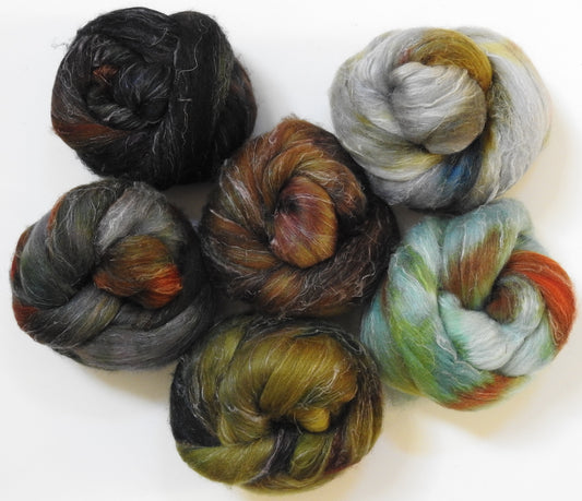 Tea Leaves - Gradient Braid Set - Batt in a Braid #29 - Rambouillet / Tussah / Flax (40/40/20)