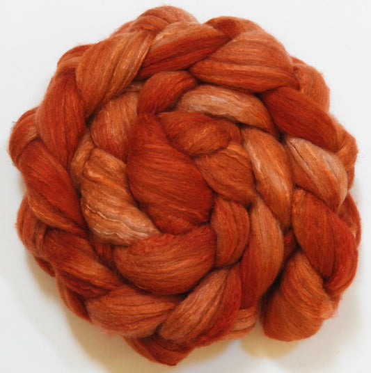 Clementine- Batt in a Braid #7 - (5.8 oz.)Polwarth/ Manx / Mulberry silk/ Firestar (30/30/30/10)