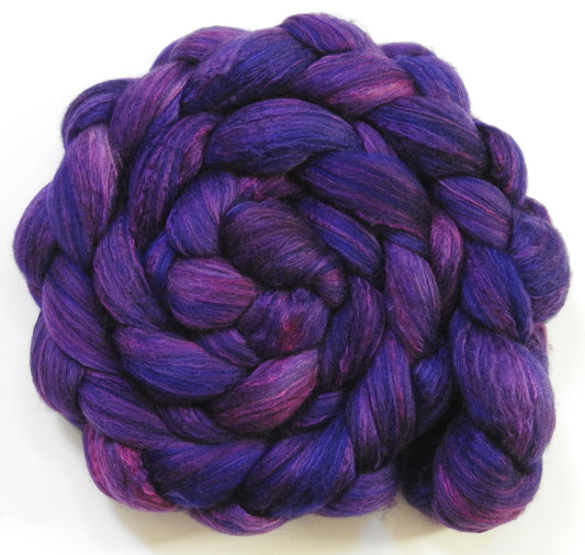 Damson Plum (5.6 oz) - Batt in a Braid #7 - Polwarth/ Manx / Mulberry silk/ Firestar (30/30/30/10)