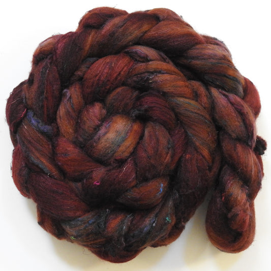 Henna - Batt in a Braid #65 - Rambouillet/ Cormo / Sari  silk/ Tussah silk (40/25/25/10)
