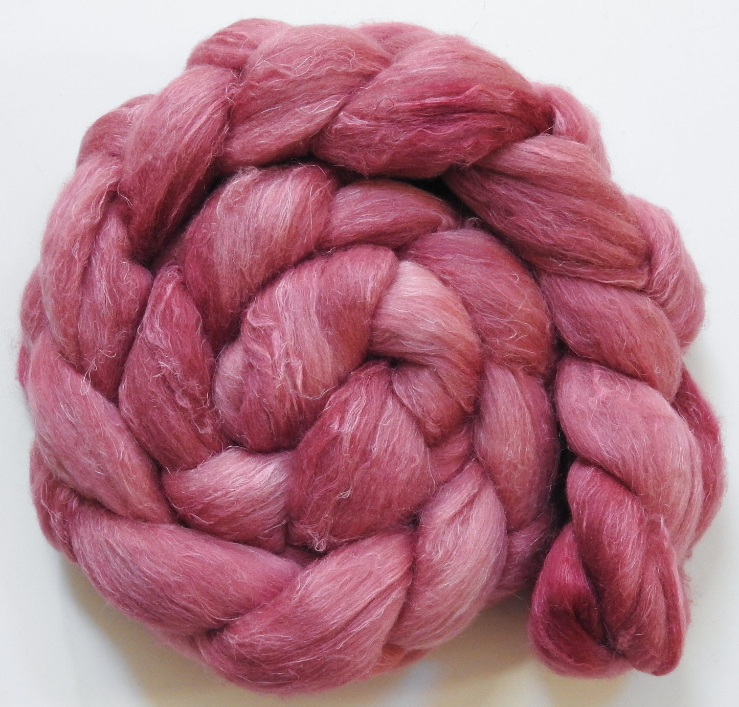 Cameo (5.5 oz) - Batt in a Braid #29 - Rambouillet / Tussah / Flax (40/40/20)