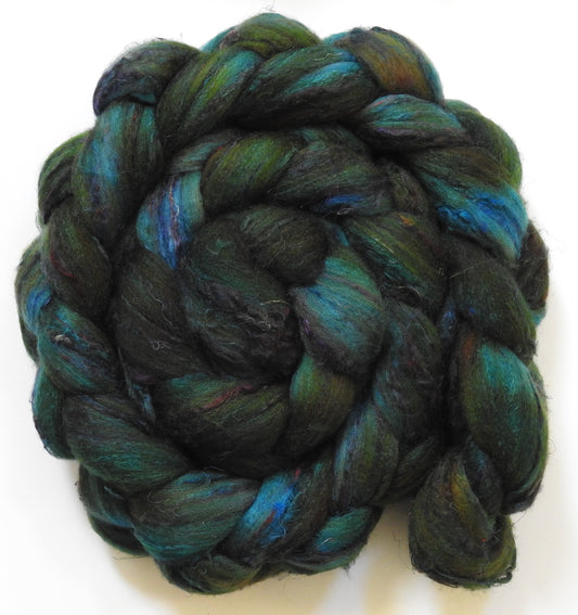 Broccoli (5.6 oz) - Batt in a Braid #65 - Rambouillet/ Cormo / Sari  silk/ Tussah silk (40/25/25/10)