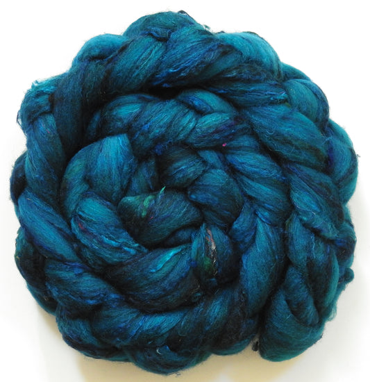 Mallard (5.7 oz) - Batt in a Braid #65 - Rambouillet/ Cormo / Sari  silk/ Tussah silk (40/25/25/10)