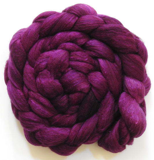 Mulberry - Batt in a Braid #7 - (5.7 oz.)Polwarth/ Manx / Mulberry silk/ Firestar (30/30/30/10)