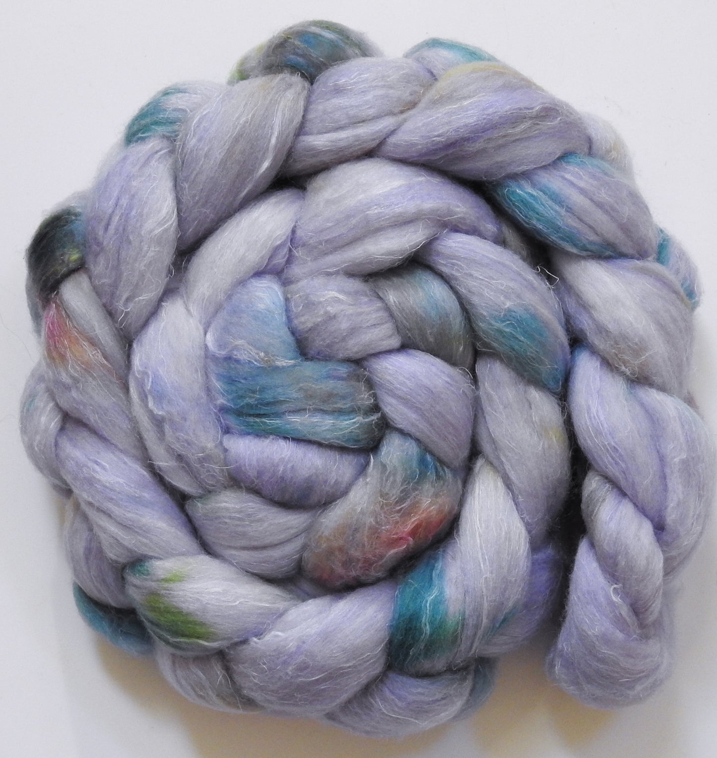 Thistledown (5.6 oz) - Batt in a Braid #29 - Rambouillet / Tussah / Flax (40/40/20)