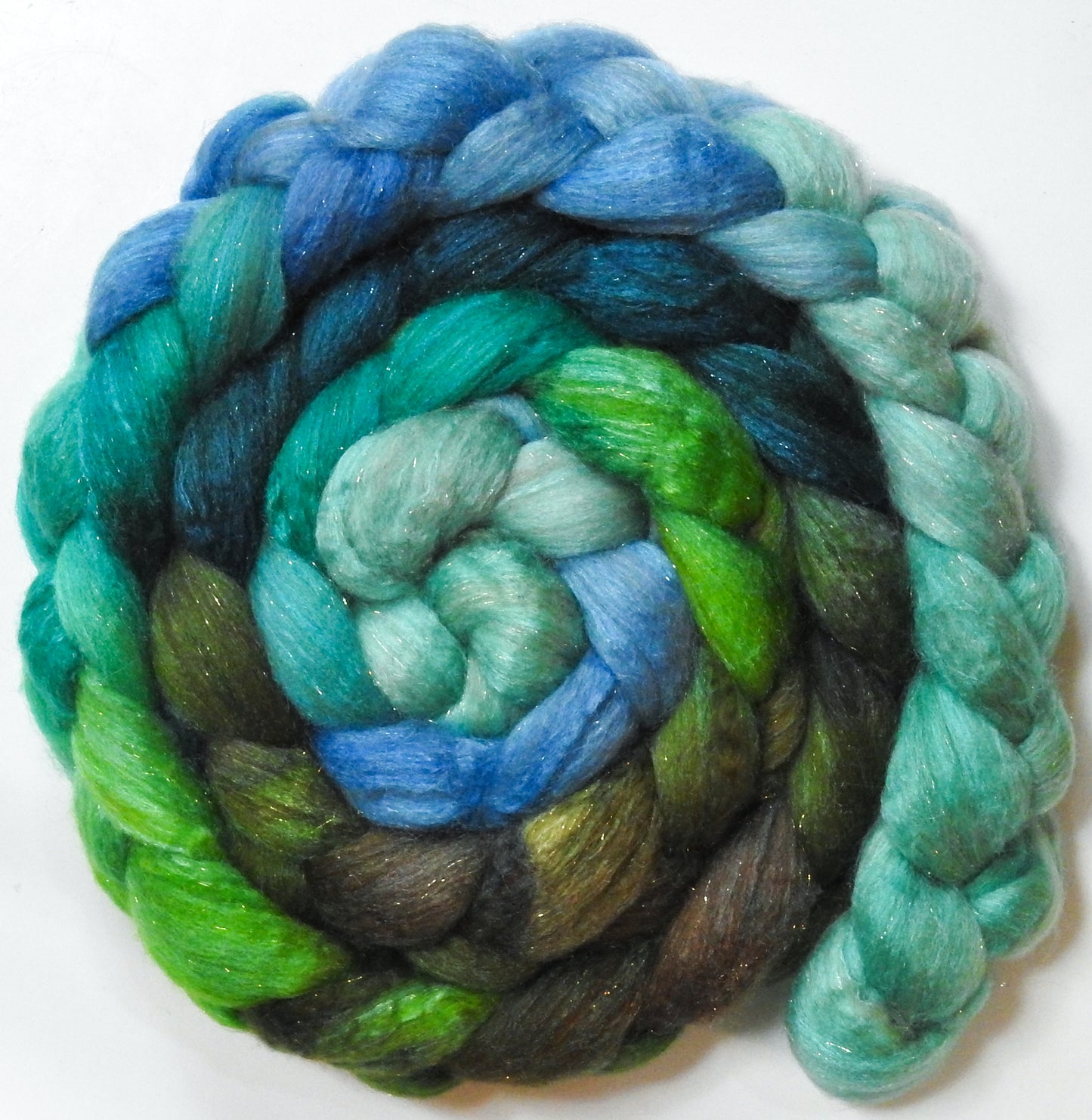 Merpeople (5.5oz) - Batt in a Braid #67 - Polwarth/Baby Camel/Tussah Silk/Gold Stellina (40/25/25/10)