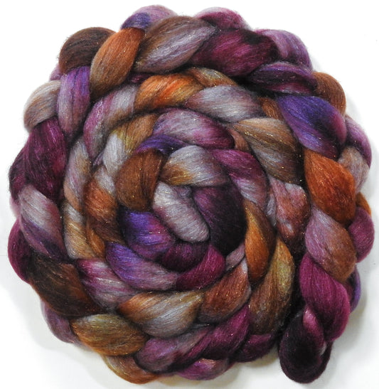 Home Sweet Home (5.6 oz) - Batt in a Braid #67 - Polwarth/Baby Camel/Tussah Silk/Gold Stellina (40/25/25/10)
