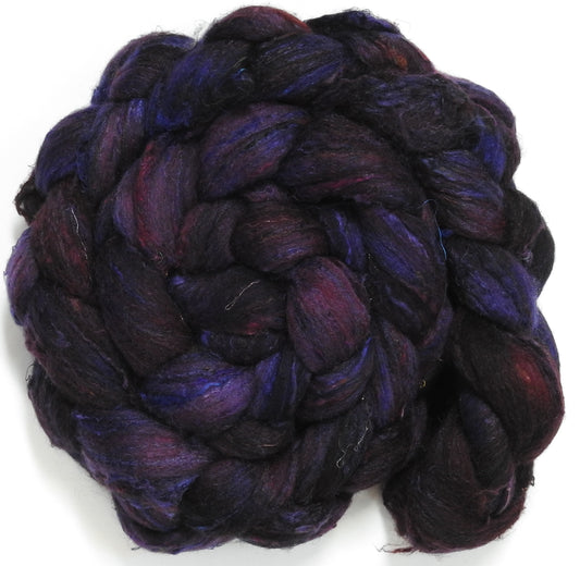 Malbec (5.6 oz) - Batt in a Braid #65 - Rambouillet/ Cormo / Sari  silk/ Tussah silk (40/25/25/10)