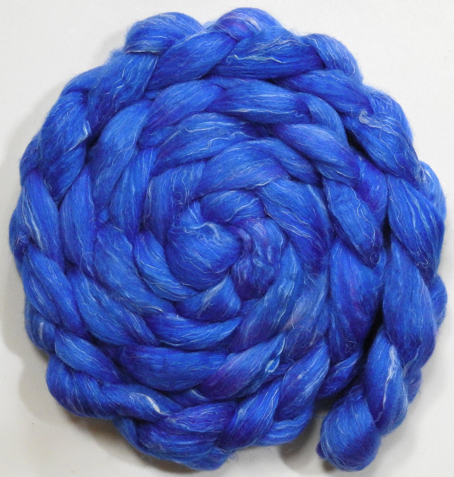 Delft Blue (5.7 oz) - Batt in a Braid #3 - Polwarth/ Tussah Silk/ Flax (50/25/25)