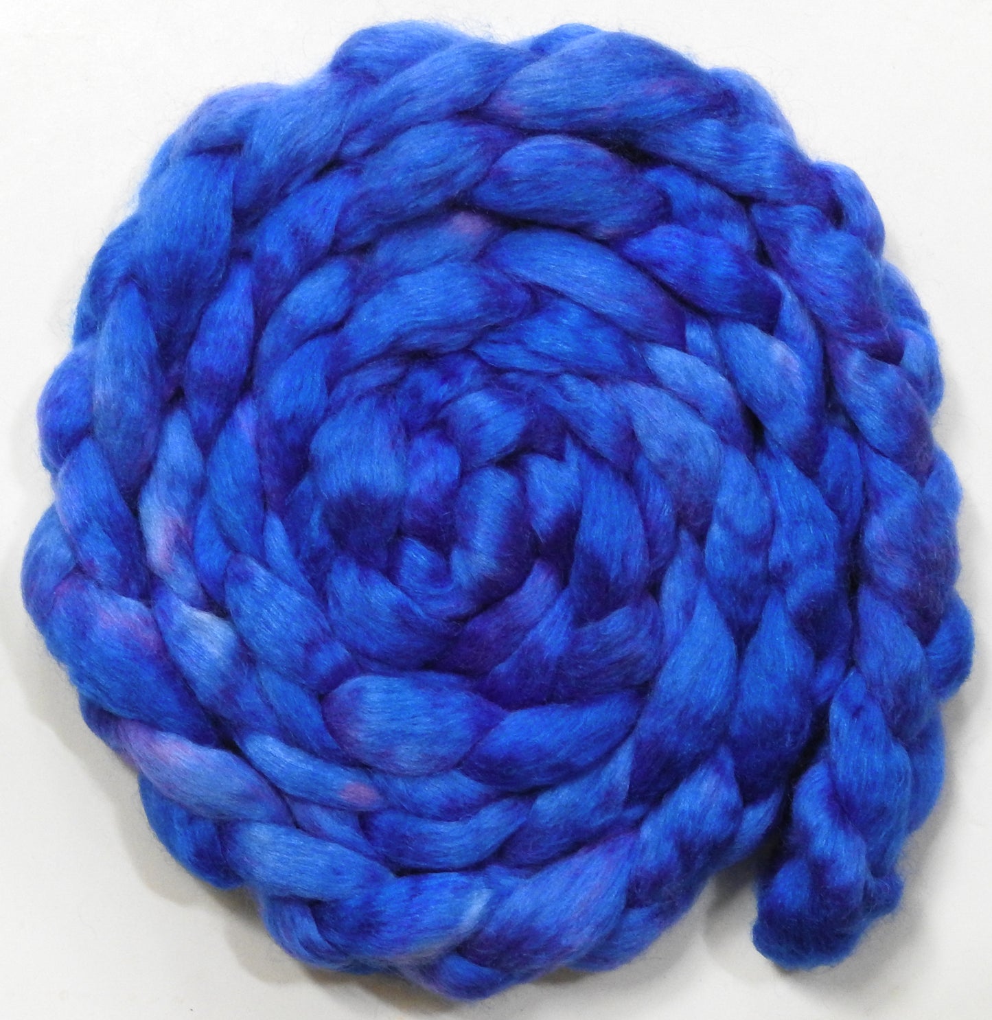 Delft Blue (5.7 oz) - Batt in a Braid #52- Wensleydale/ Mulberry silk/ Polwarth (60/25/15)