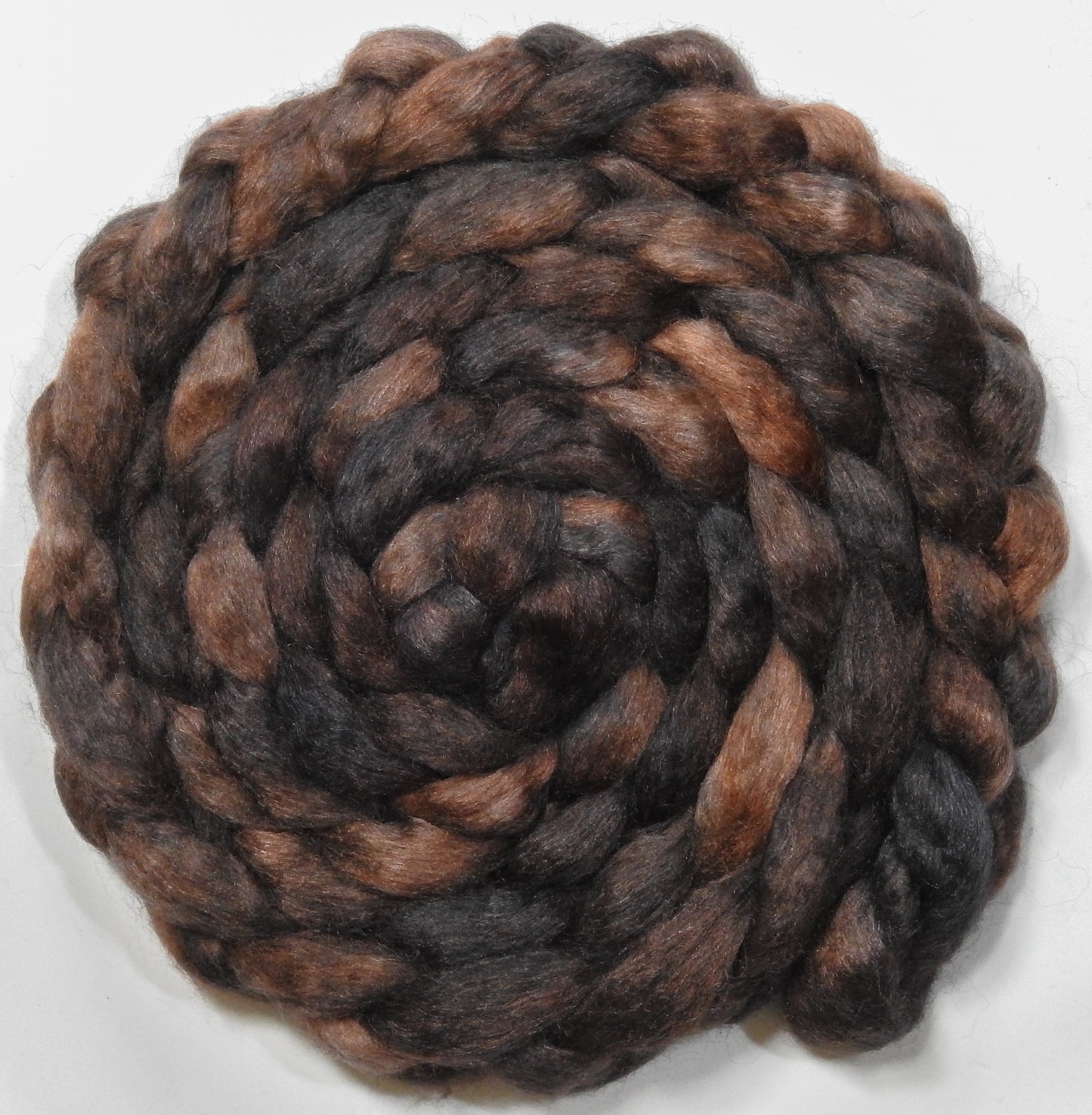 Soot (5.8 oz) - Batt in a Braid #52- Wensleydale/ Mulberry silk/ Polwarth (60/25/15)