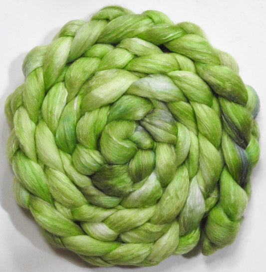 Cucumber (5.6 oz) - Batt in a Braid #3 - Polwarth/ Tussah Silk/ Flax (50/25/25)