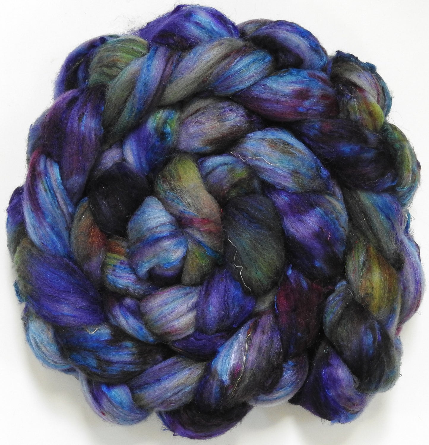 Singular -49 (5.5 oz) - Batt in a Braid #65 - Rambouillet/ Cormo / Sari  silk/ Tussah silk (40/25/25/10)