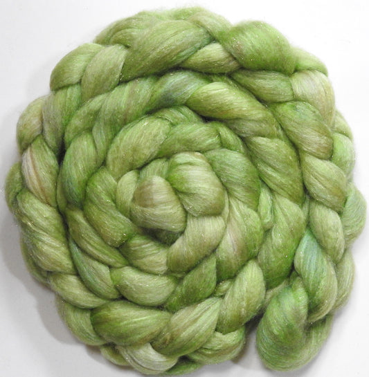 Cucumber (5.6 oz) - Batt in a Braid #67 - Polwarth/Baby Camel/Tussah Silk/Gold Stellina (40/25/25/10)