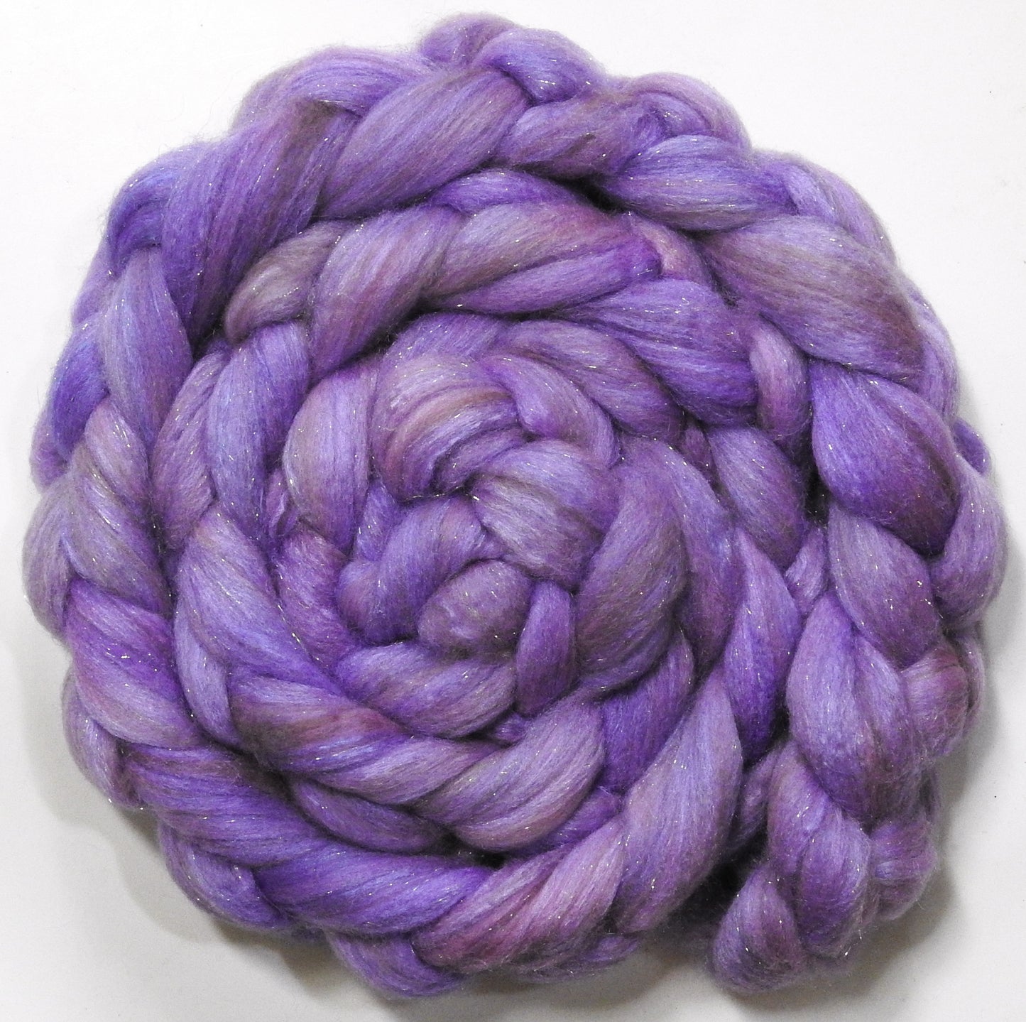 Japanese Wisteria (5.6 oz) - Batt in a Braid #67 - Polwarth/Baby Camel/Tussah Silk/Gold Stellina (40/25/25/10)